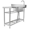 Stainless Steel Utility Sink, 1 Compartment Free Standing Small Sink w/Workbench Faucet & legs