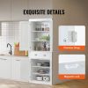 72" Kitchen Pantry Storage Cabinet, Freestanding Utility Cabinets with Doors, Drawer and 3 Adjustable Shelves, Tall Food Buffet Pantries for Kitchen