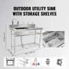 Stainless Steel Utility Sink, 1 Compartment Free Standing Small Sink w/Workbench Faucet & legs