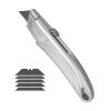 Utility Knife, 2-Pack Retractable Box Cutter, with Aluminum Alloy Case, SK5 Blades and Handle, 3-Position Blade, 5 Blades