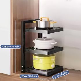 Kitchen Cabinet Pots And Pans Heavy Duty Multi-layer Adjustable Storage Rack (Option: Layer3)