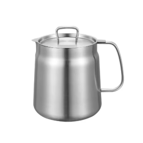 2L Stainless Steel Oil Filter Pot With Fine Mesh Strainer, Grease Storage Can, And Fry Basket (Color: Silver)