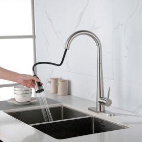 High Curvature Single Handle Kitchen Sink Faucet With Deck, Commercial Modern Stainless Steel Kitchen Faucet (Option: As shown in the figure)