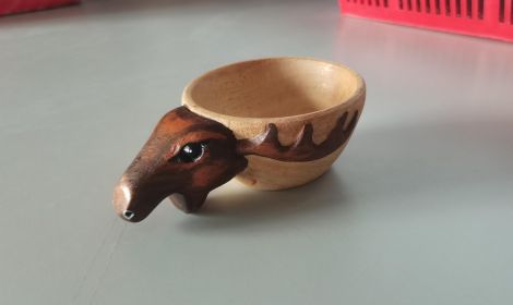 Hand Carved Cup Scandinavian Kuksa Wooden Mug Camping Gear Coffee Cup Kuksa Guksi Kuksa Wild Boar Cups Christmas (Option: 1style)