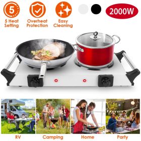2000 Watt Electric Furnace, Portable Desktop Dual Stove. indoor or outdoor (Color: White)
