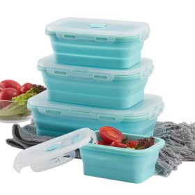 Reusable Storage Container with  Microwavable Serving Trays - Adjustable Container to Organize & Save Space - BPA Free, Microwaveable (Color: Blue, size: 800ML)