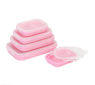 Reusable Storage Container with  Microwavable Serving Trays - Adjustable Container to Organize & Save Space - BPA Free, Microwaveable (Color: pink, size: 1200ML)