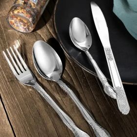 Deluxe Premium Cutlery Flatware Set For The Home - Stainless Steel Cutlery Service With 1 Dinner Fork, 1 Dinner Knife, 1 Dinner Spoon And 1 Tea S (Color: Silver)